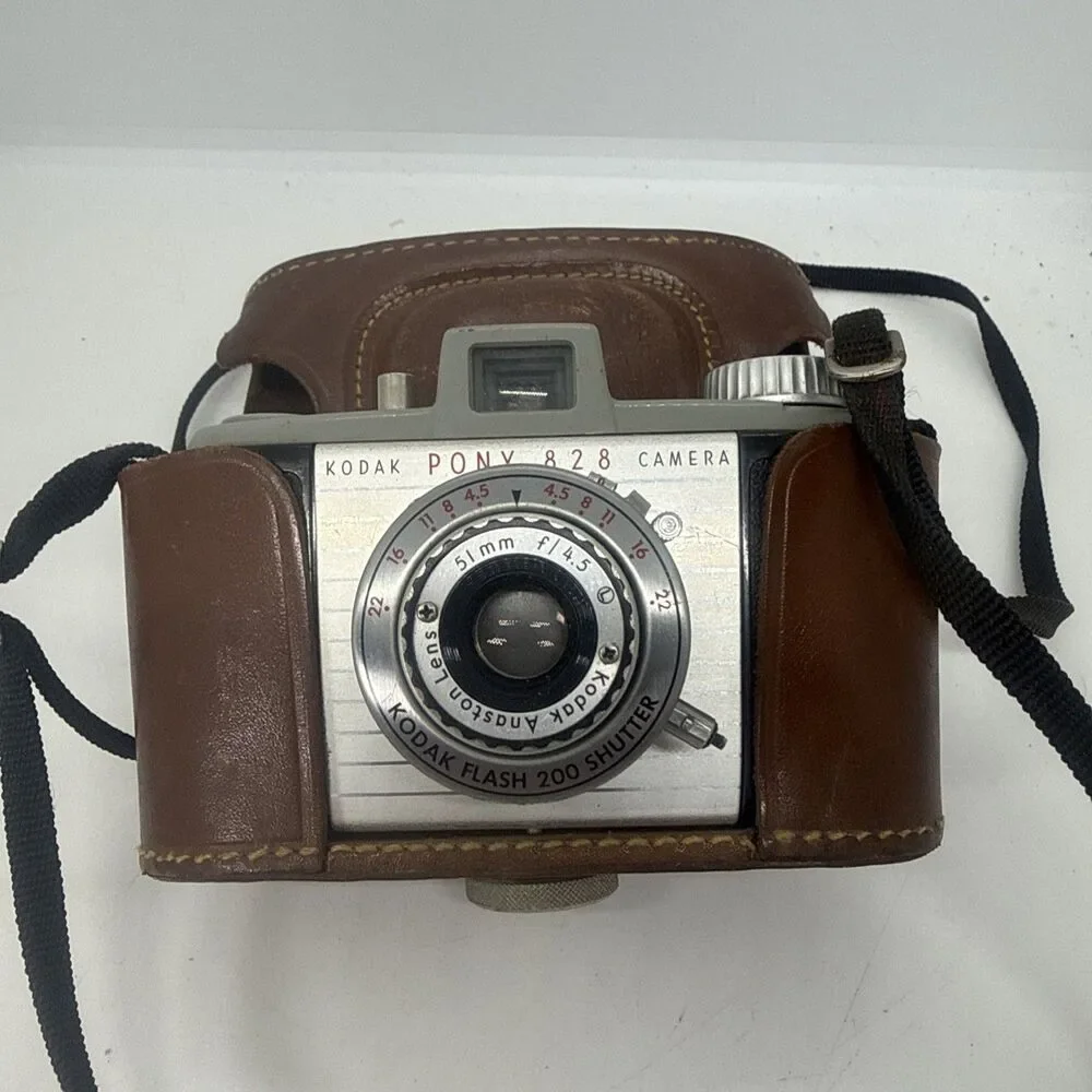 KODAK PONY 828 Camera in Leather Case, Vintage Camera